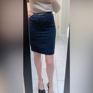 Navy tweed wool pencil skirt by Ann Taylor.